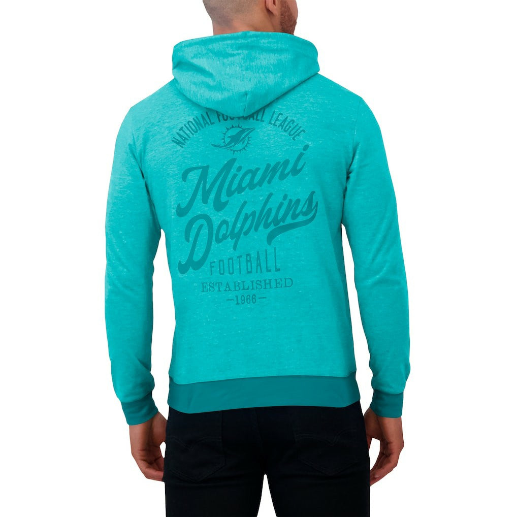 Miami Dolphins Darius Rucker Collection Tonal Knit Pullover Hoodie - Aqua Hoodies