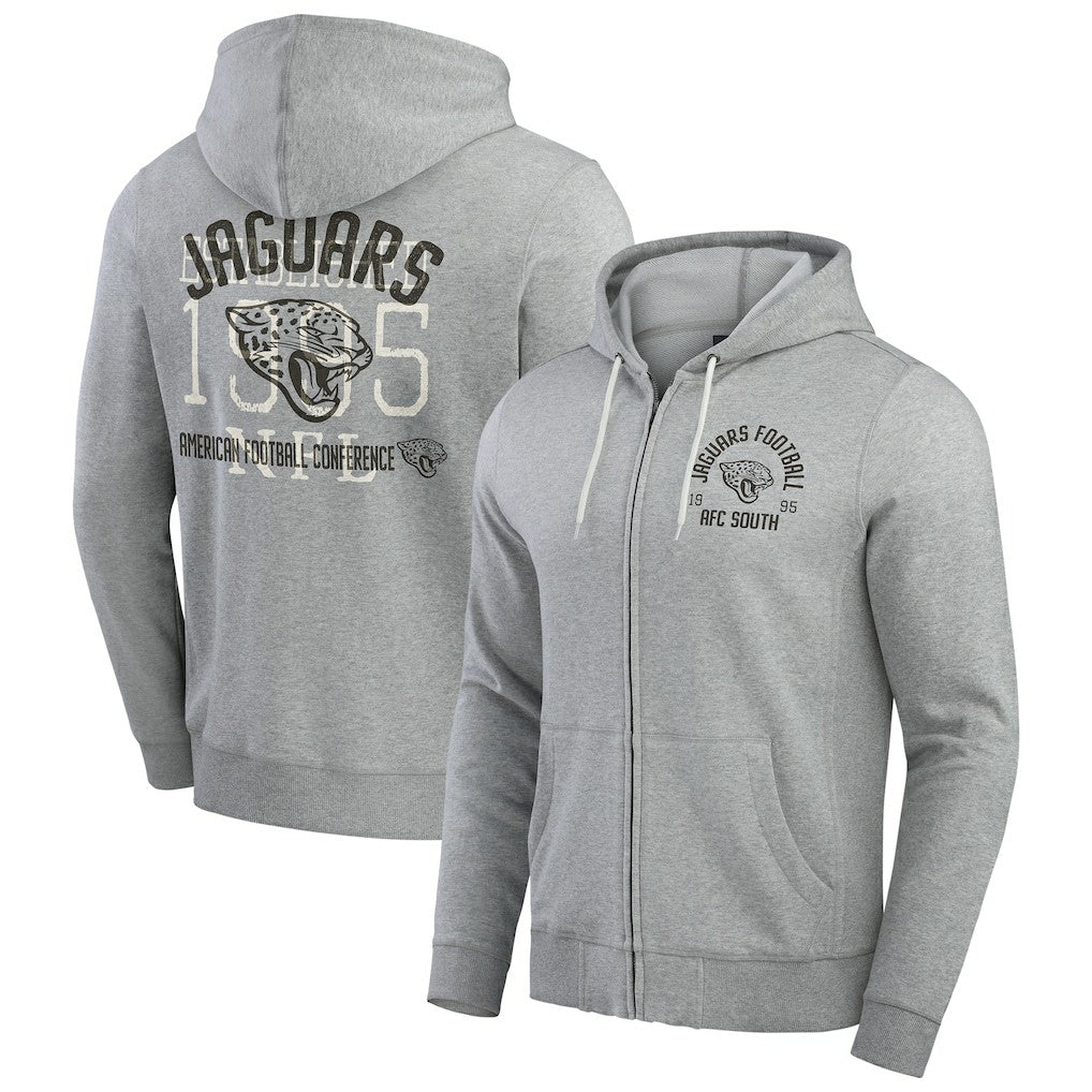 Jacksonville Jaguars Darius Rucker Collection Vintage Stripe Full-Zip Hoodie - Heather Gray Hoodies