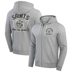 New Orleans Saints Darius Rucker Collection Vintage Stripe Full-Zip Hoodie - Heather Gray Hoodies