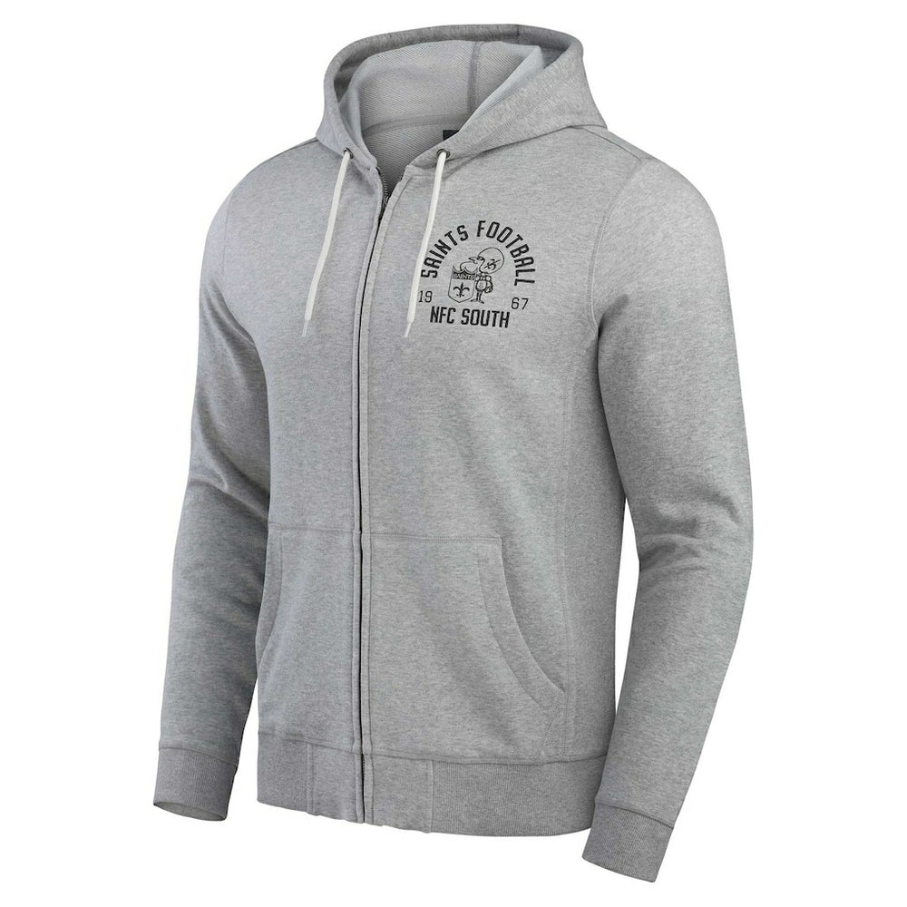 New Orleans Saints Darius Rucker Collection Vintage Stripe Full-Zip Hoodie - Heather Gray Hoodies
