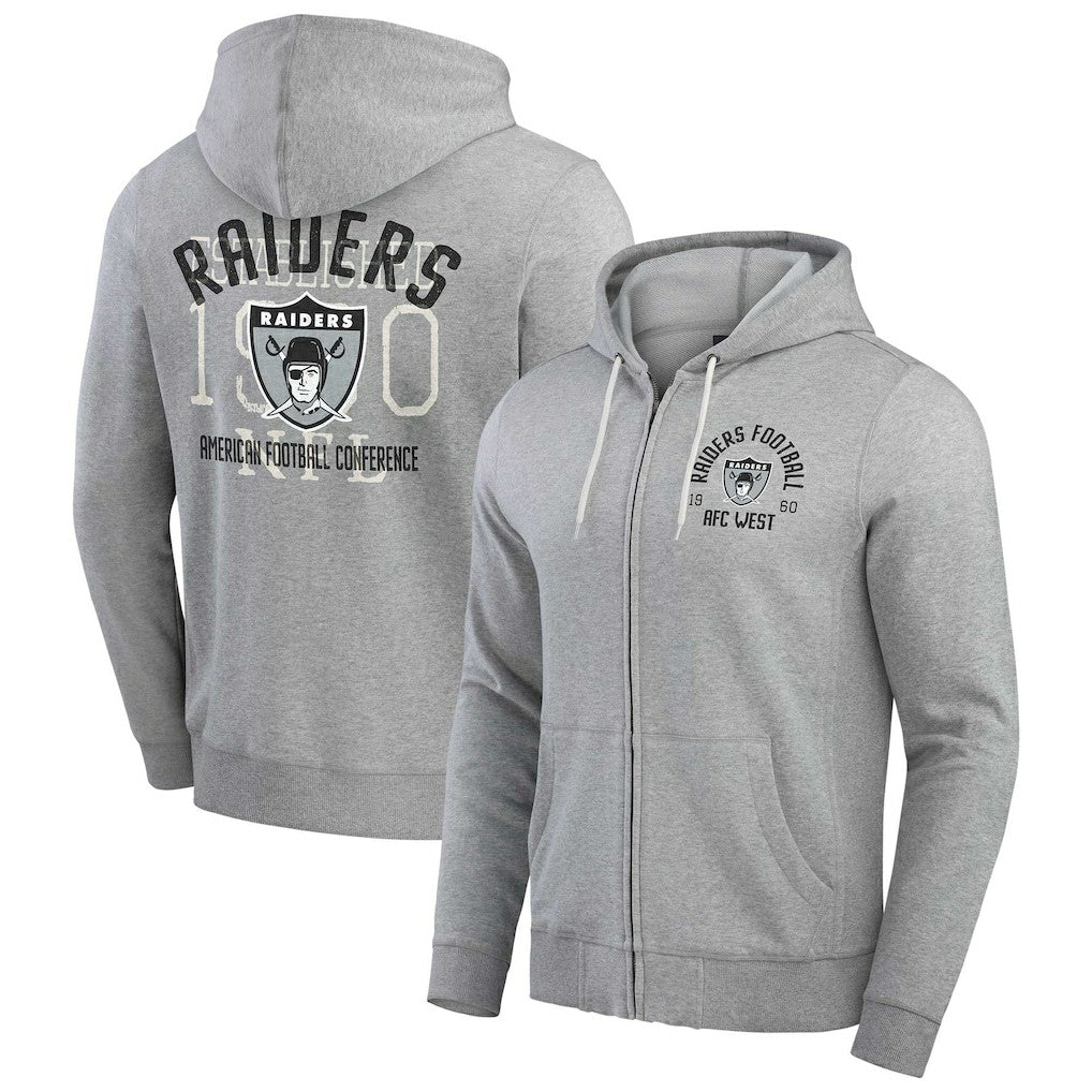 Las Vegas Raiders Darius Rucker Collection Vintage Stripe Full-Zip Hoodie - Heather Gray Hoodies