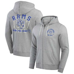 Los Angeles Rams Darius Rucker Collection Vintage Stripe Full-Zip Hoodie - Heather Gray Hoodies