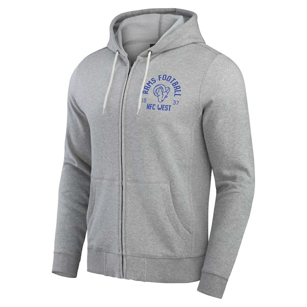 Los Angeles Rams Darius Rucker Collection Vintage Stripe Full-Zip Hoodie - Heather Gray Hoodies