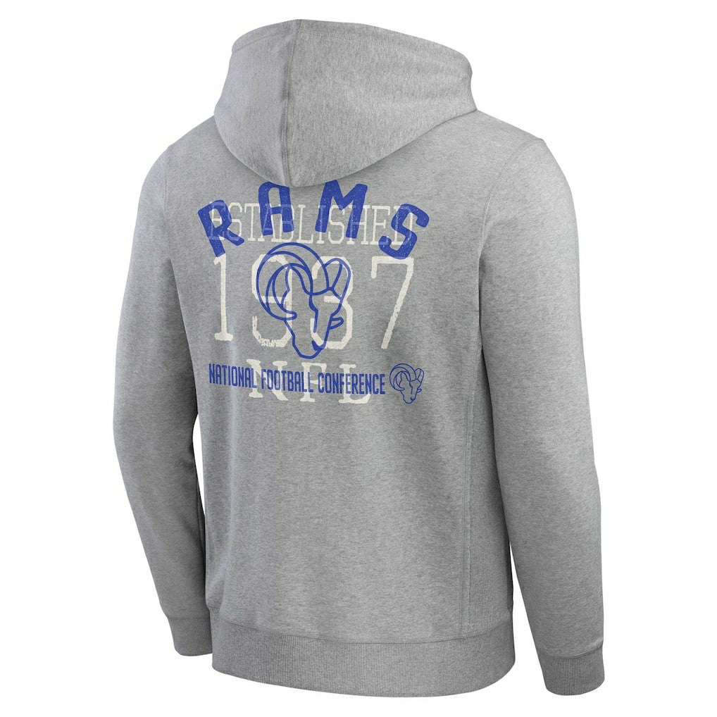 Los Angeles Rams Darius Rucker Collection Vintage Stripe Full-Zip Hoodie - Heather Gray Hoodies