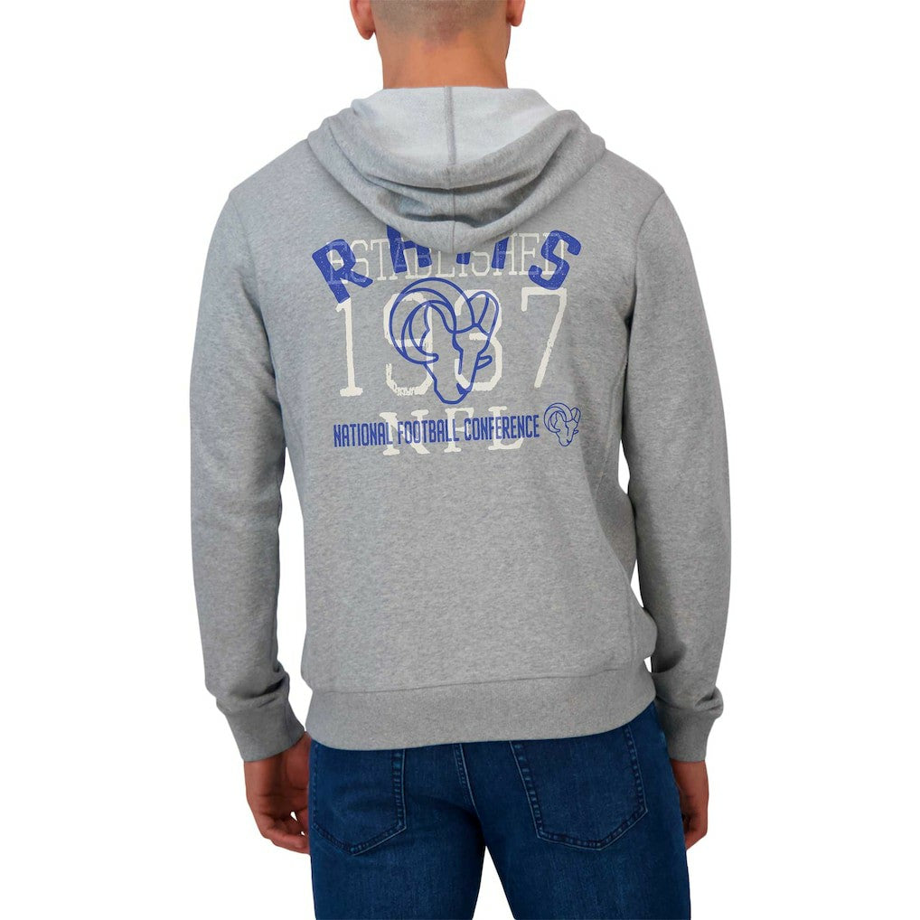 Los Angeles Rams Darius Rucker Collection Vintage Stripe Full-Zip Hoodie - Heather Gray Hoodies