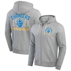 Los Angeles Chargers Darius Rucker Collection Vintage Stripe Full-Zip Hoodie - Heather Gray Hoodies