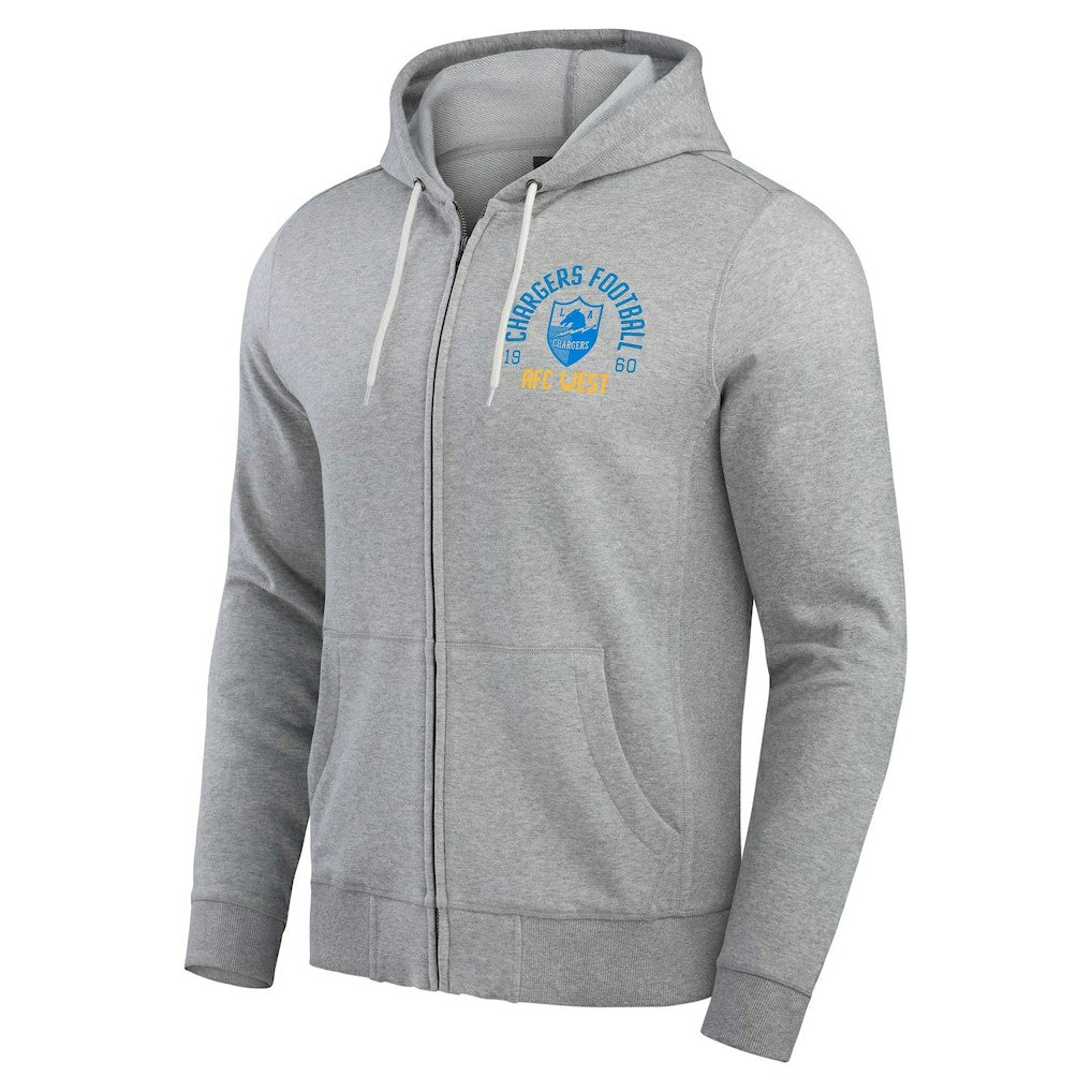 Los Angeles Chargers Darius Rucker Collection Vintage Stripe Full-Zip Hoodie - Heather Gray Hoodies