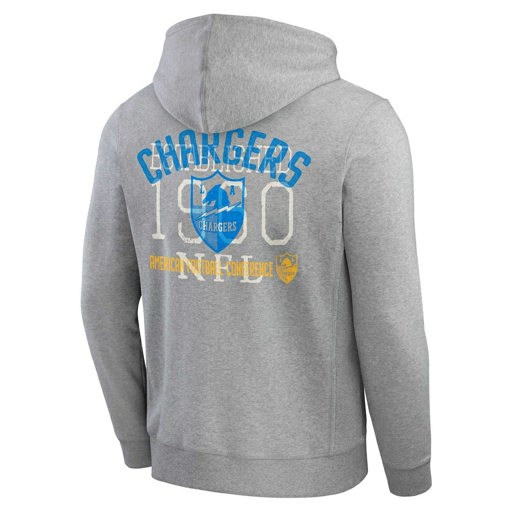 Los Angeles Chargers Darius Rucker Collection Vintage Stripe Full-Zip Hoodie - Heather Gray Hoodies