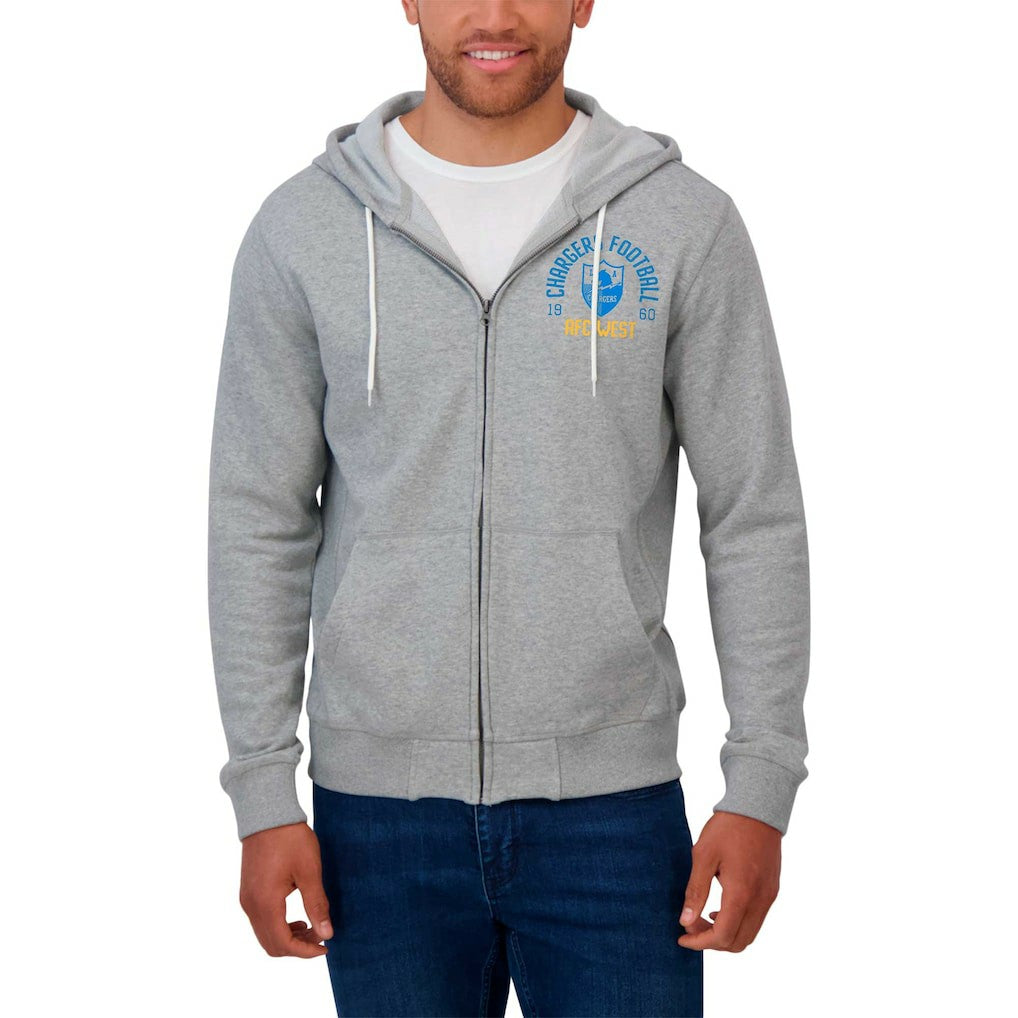 Los Angeles Chargers Darius Rucker Collection Vintage Stripe Full-Zip Hoodie - Heather Gray Hoodies
