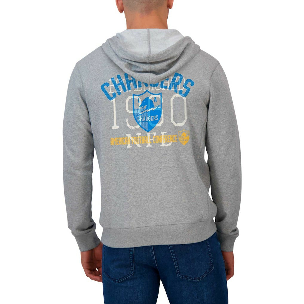 Los Angeles Chargers Darius Rucker Collection Vintage Stripe Full-Zip Hoodie - Heather Gray Hoodies