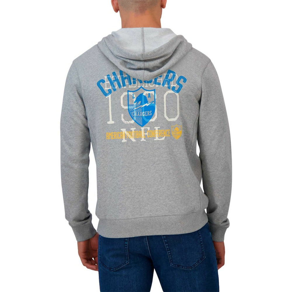 Los Angeles Chargers Darius Rucker Collection Vintage Stripe Full-Zip Hoodie - Heather Gray Hoodies