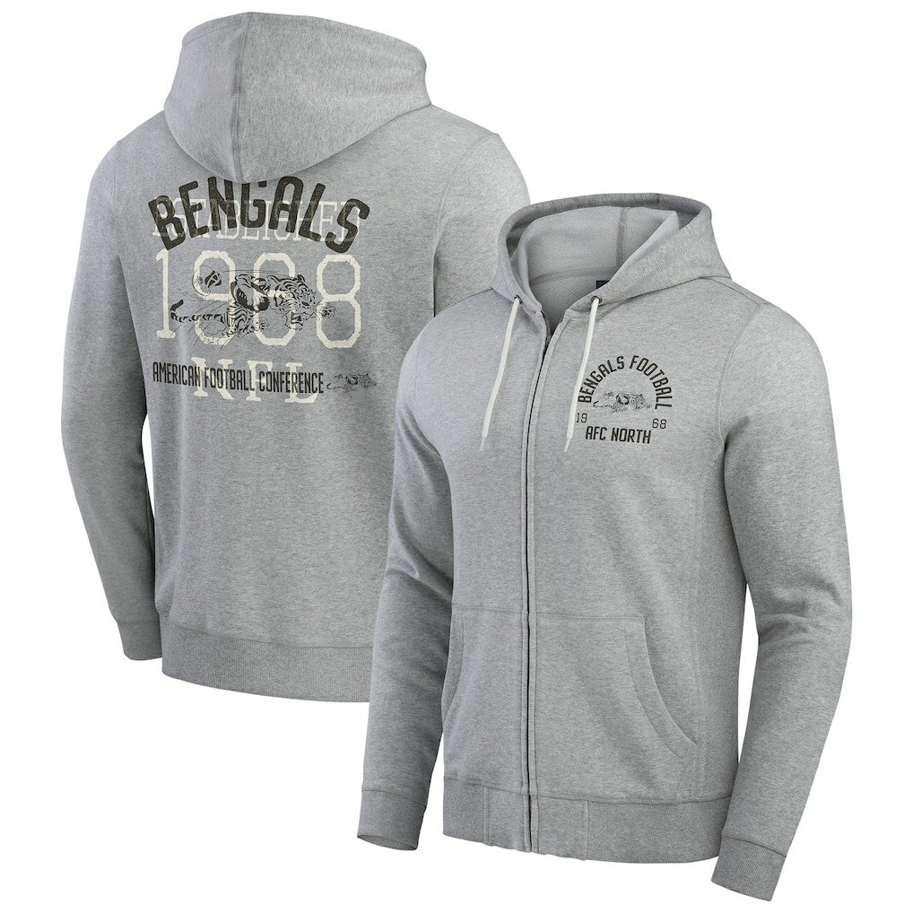 Cincinnati Bengals Darius Rucker Collection Vintage Stripe Full-Zip Hoodie - Heather Gray Hoodies