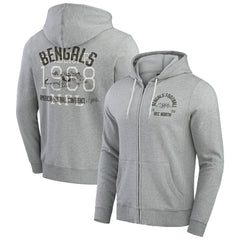 Cincinnati Bengals Darius Rucker Collection Vintage Stripe Full-Zip Hoodie - Heather Gray Hoodies