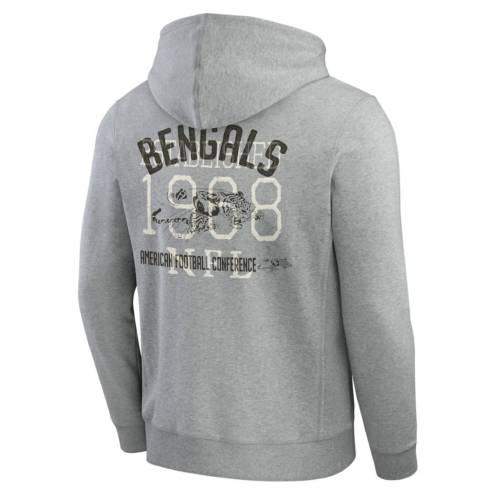 Cincinnati Bengals Darius Rucker Collection Vintage Stripe Full-Zip Hoodie - Heather Gray Hoodies