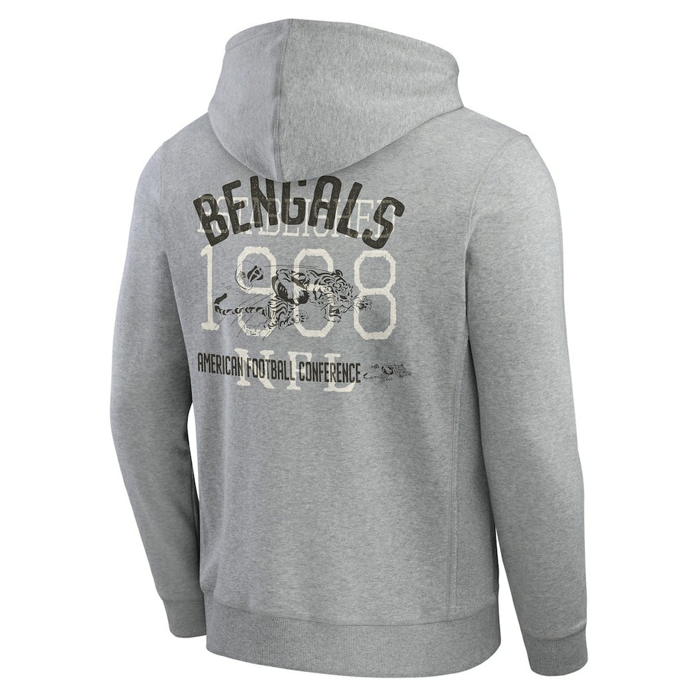 Cincinnati Bengals Darius Rucker Collection Vintage Stripe Full-Zip Hoodie - Heather Gray Hoodies