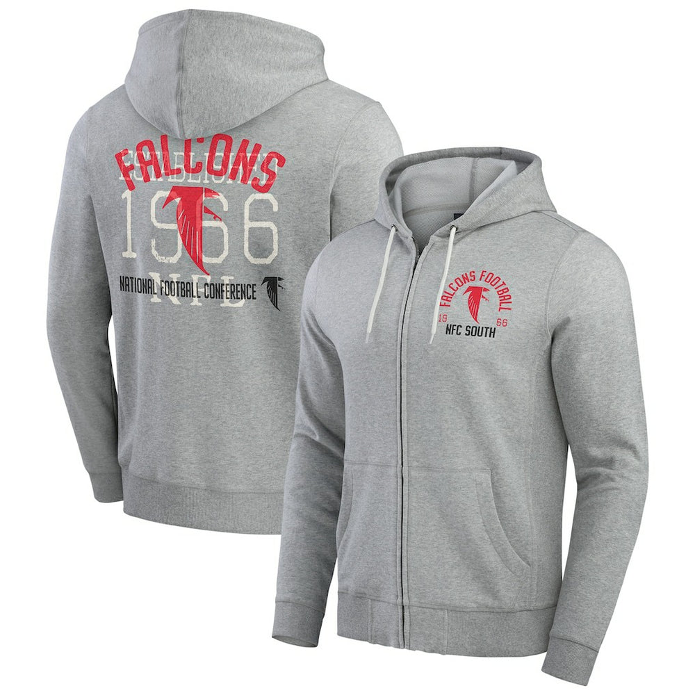 Atlanta Falcons Darius Rucker Collection Vintage Stripe Full-Zip Hoodie - Heather Gray Hoodies