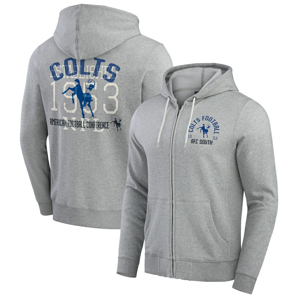 Indianapolis Colts Darius Rucker Collection Vintage Stripe Full-Zip Hoodie - Heather Gray Hoodies