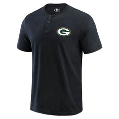 Green Bay Packers Darius Rucker Collection Washed Henley T-Shirt - Black T-shirts