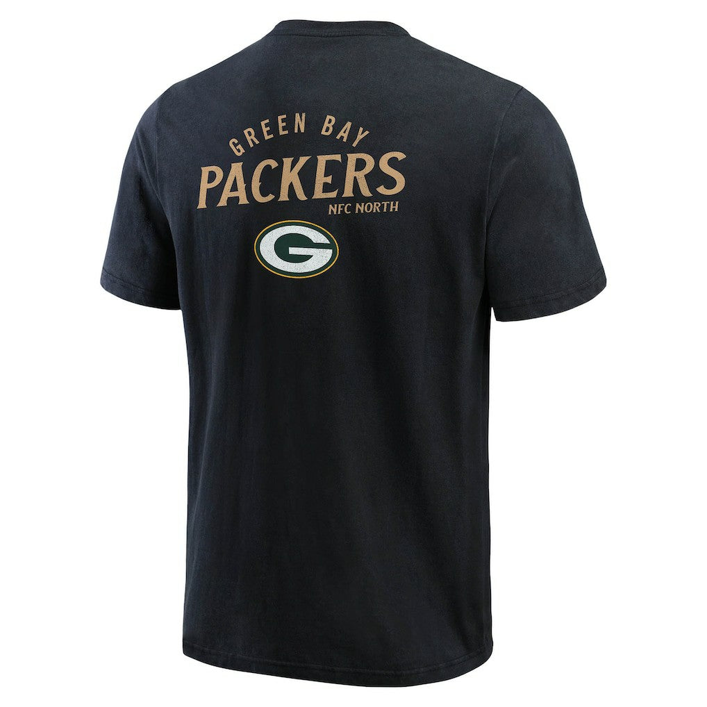 Green Bay Packers Darius Rucker Collection Washed Henley T-Shirt - Black T-shirts