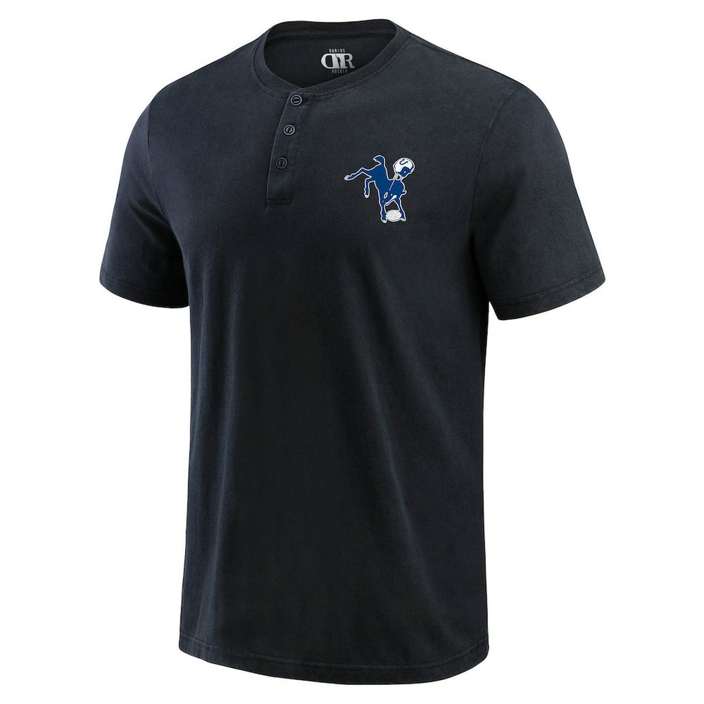 Indianapolis Colts Darius Rucker Collection Washed Henley T-Shirt - Black T-shirts
