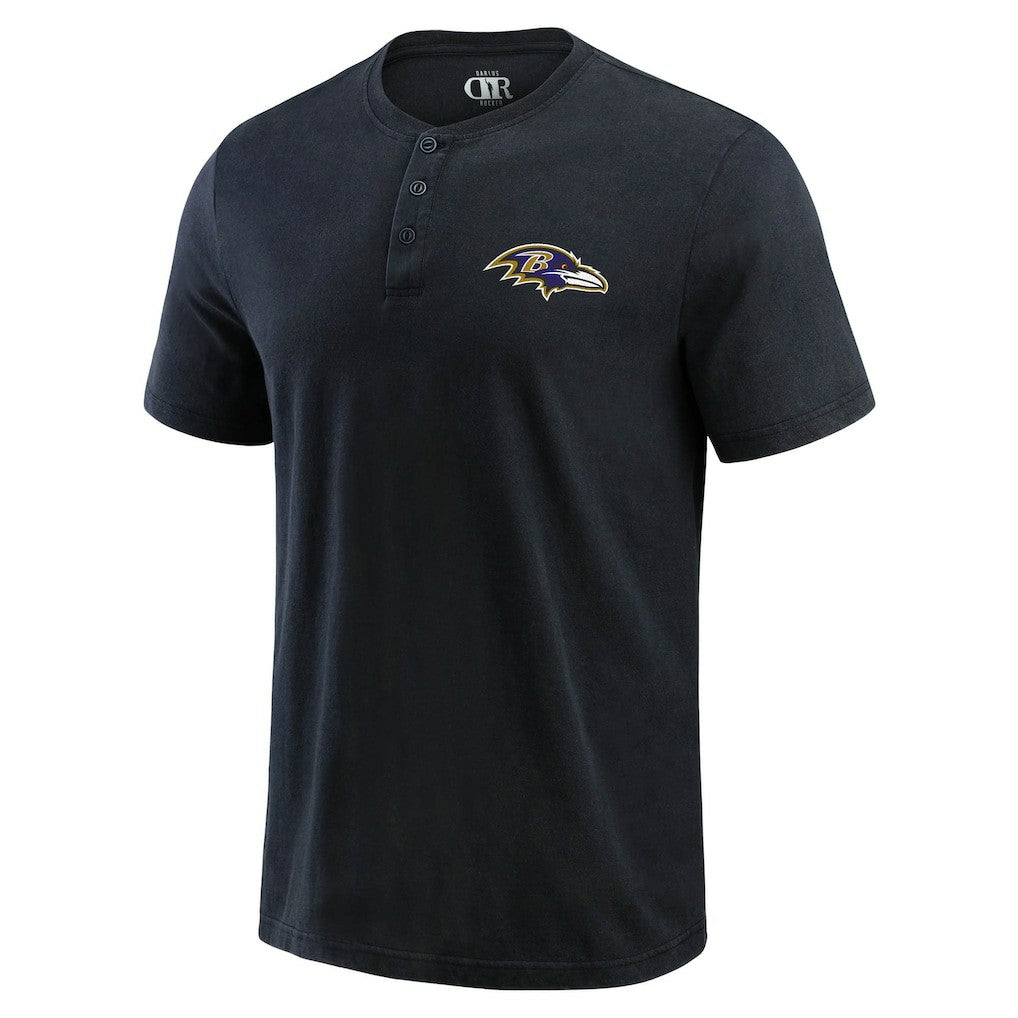 Baltimore Ravens Darius Rucker Collection Washed Henley T-Shirt - Black T-shirts