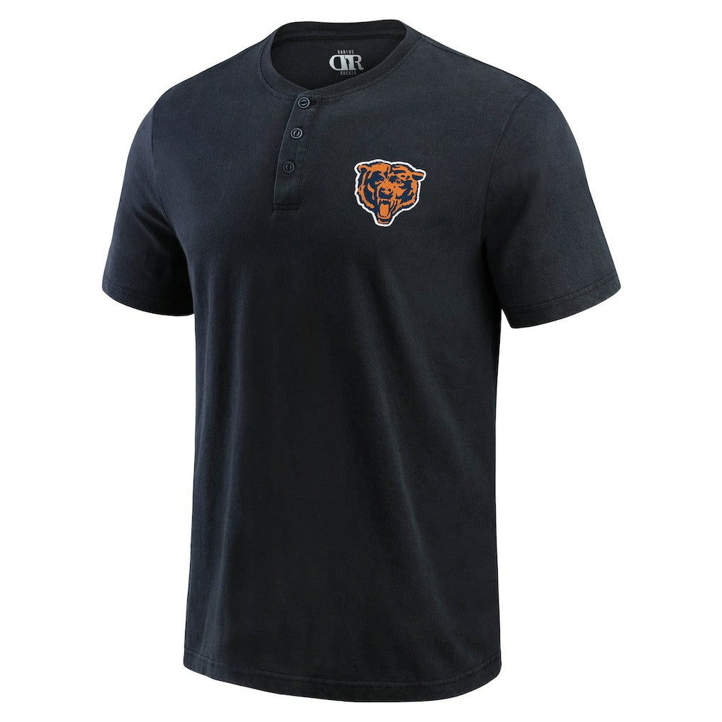 Chicago Bears Darius Rucker Collection Washed Henley T-Shirt - Black T-shirts