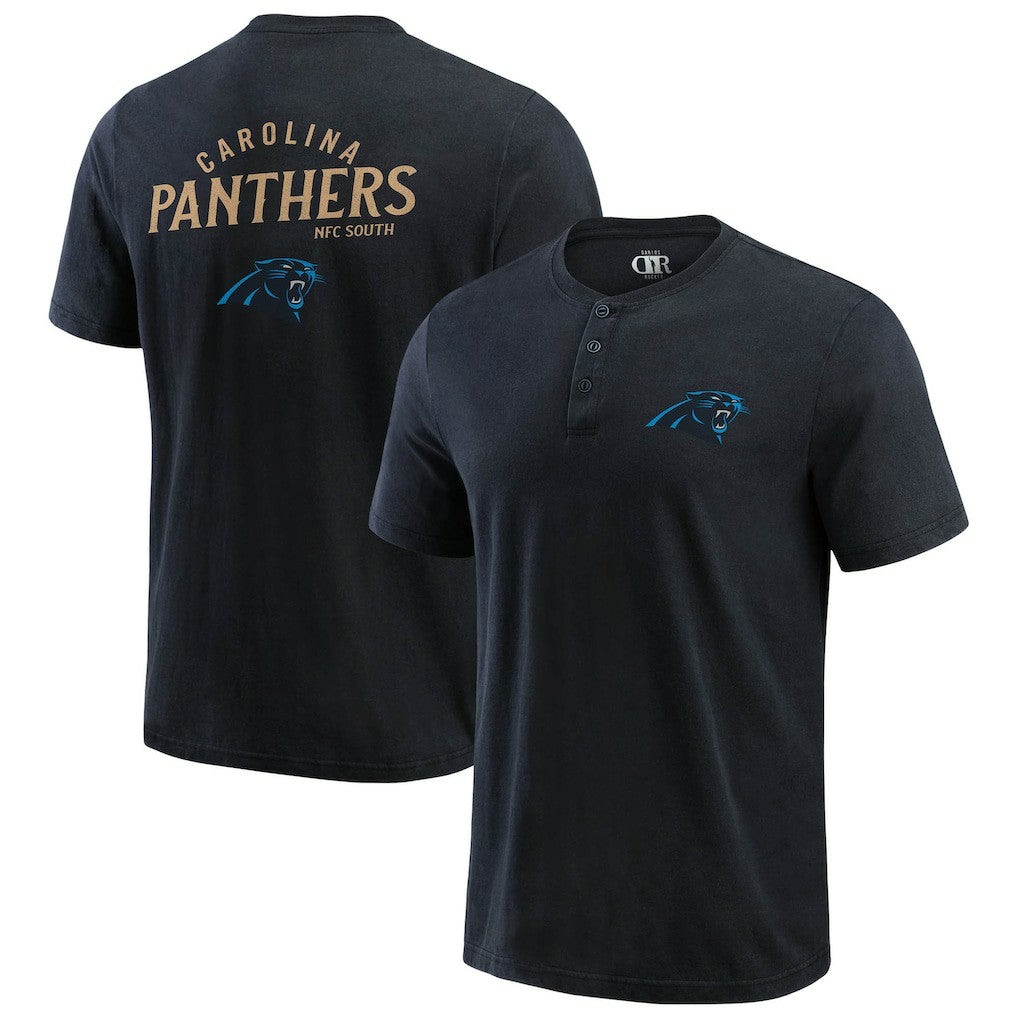 Carolina Panthers Darius Rucker Collection Washed Henley T-Shirt - Black T-shirts
