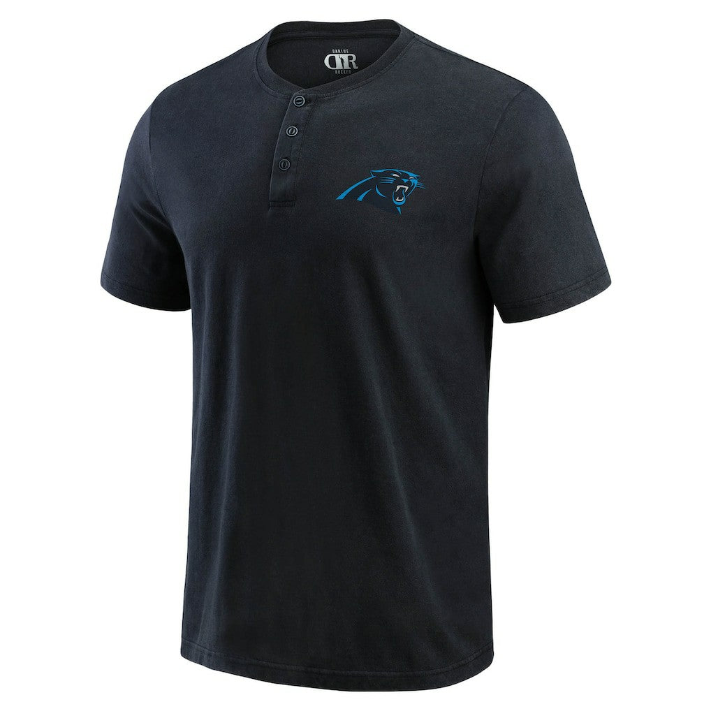 Carolina Panthers Darius Rucker Collection Washed Henley T-Shirt - Black T-shirts