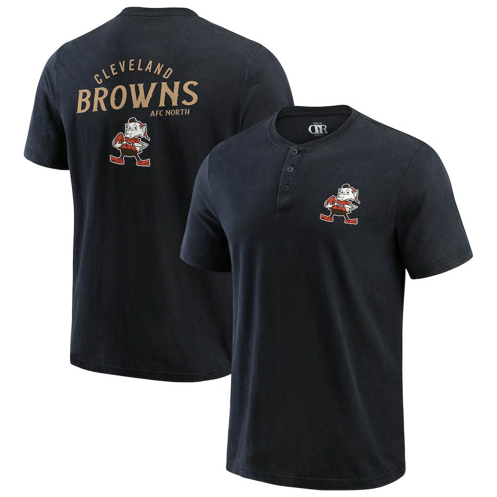 Cleveland Browns Darius Rucker Collection Washed Henley T-Shirt - Black T-shirts