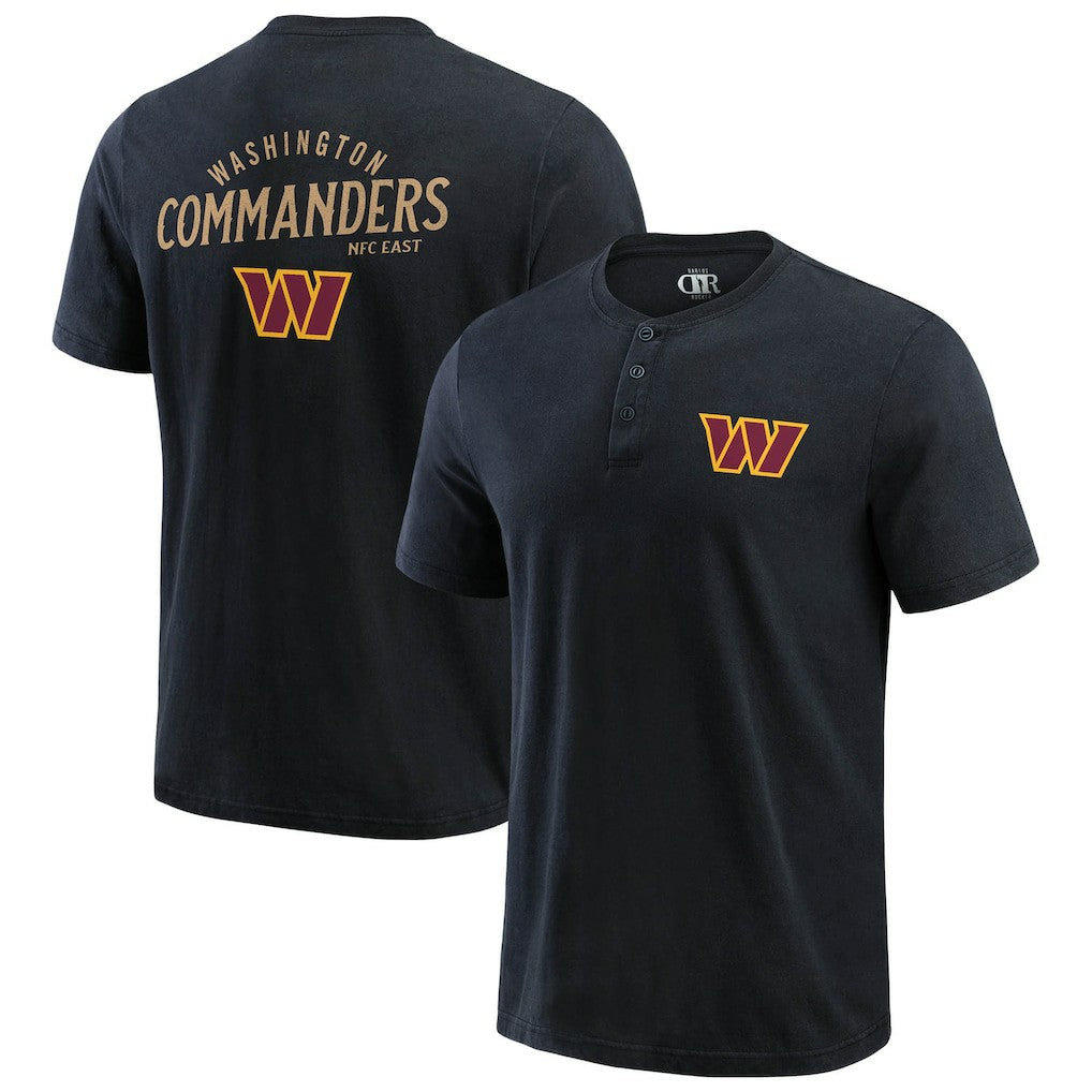Washington Commanders Darius Rucker Collection Washed Henley T-Shirt - Black T-shirts