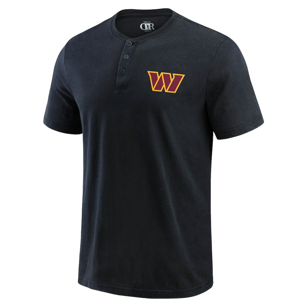 Washington Commanders Darius Rucker Collection Washed Henley T-Shirt - Black T-shirts