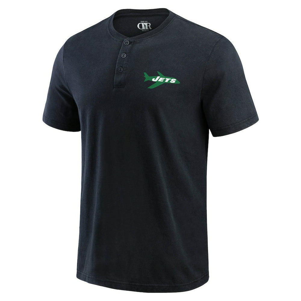 New York Jets Darius Rucker Collection Washed Henley T-Shirt - Black T-shirts