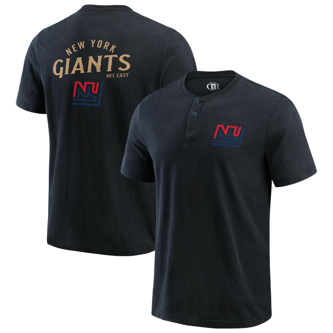 New York Giants Darius Rucker Collection Washed Henley T-Shirt - Black T-shirts