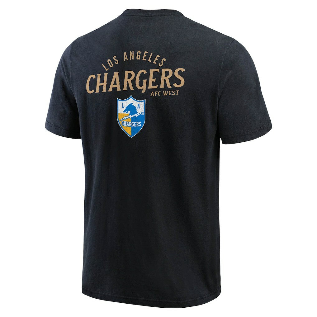 Los Angeles Chargers Darius Rucker Collection Washed Henley T-Shirt - Black T-shirts