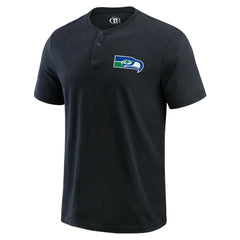 Seattle Seahawks Darius Rucker Collection Washed Henley T-Shirt - Black T-shirts