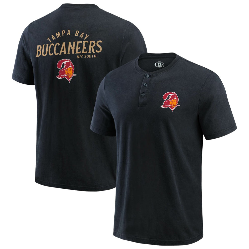 Tampa Bay Buccaneers Darius Rucker Collection Washed Henley T-Shirt - Black T-shirts