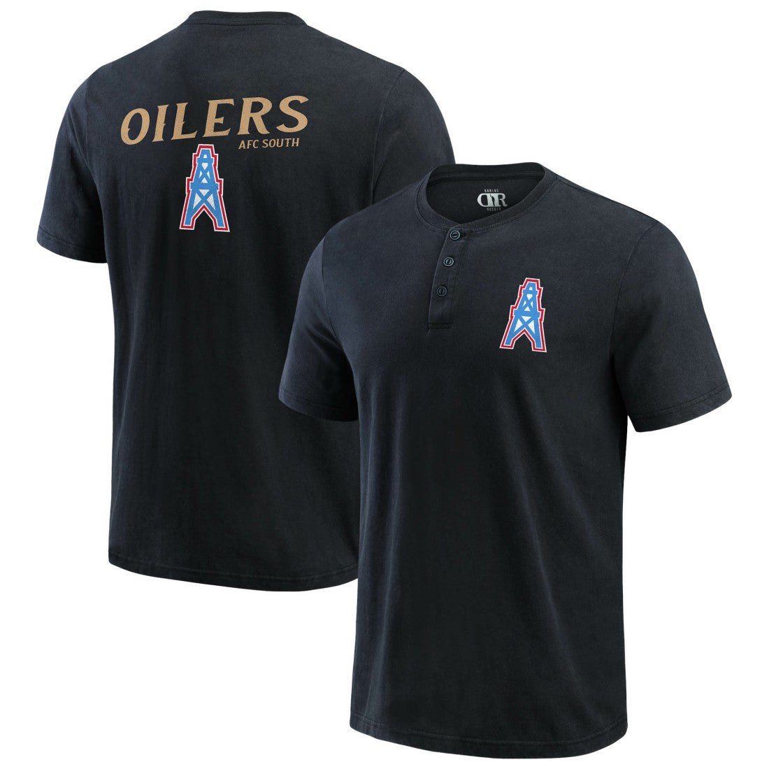 Tennessee Titans Darius Rucker Collection Washed Henley T-Shirt - Black T-shirts