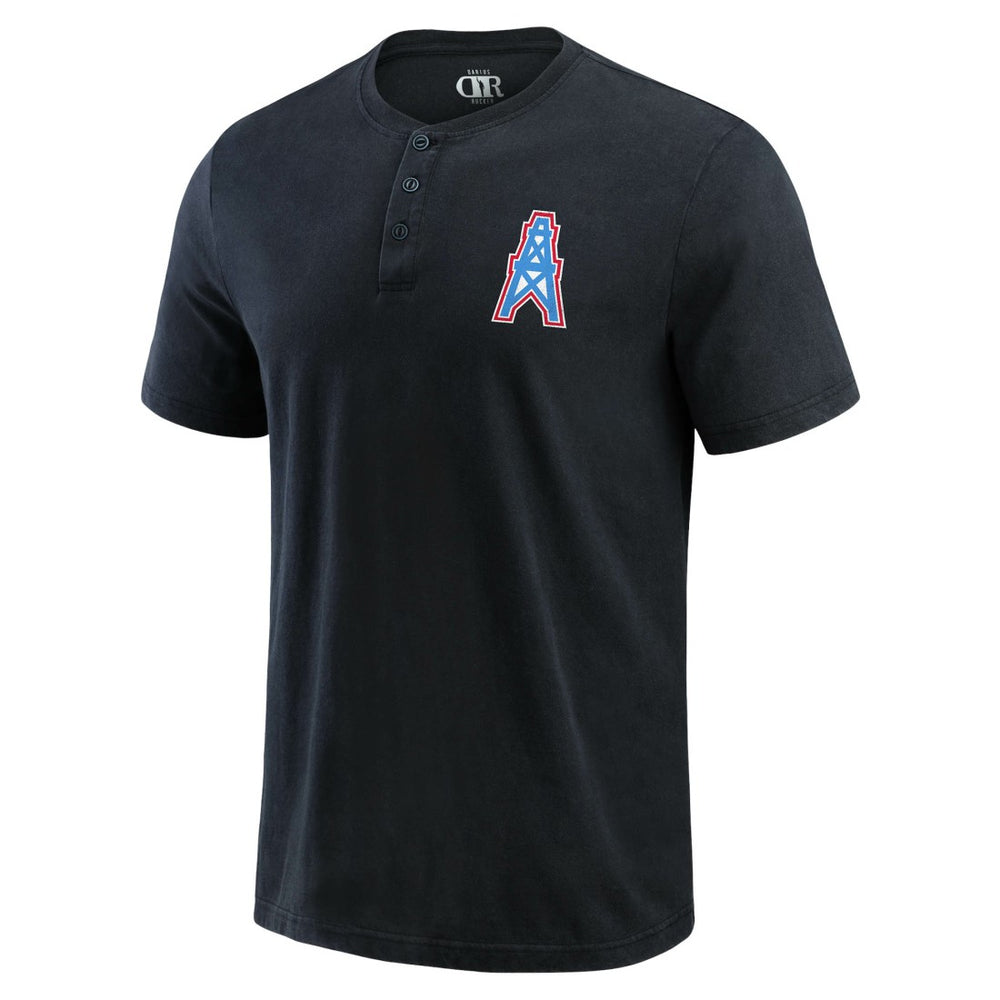 Tennessee Titans Darius Rucker Collection Washed Henley T-Shirt - Black T-shirts