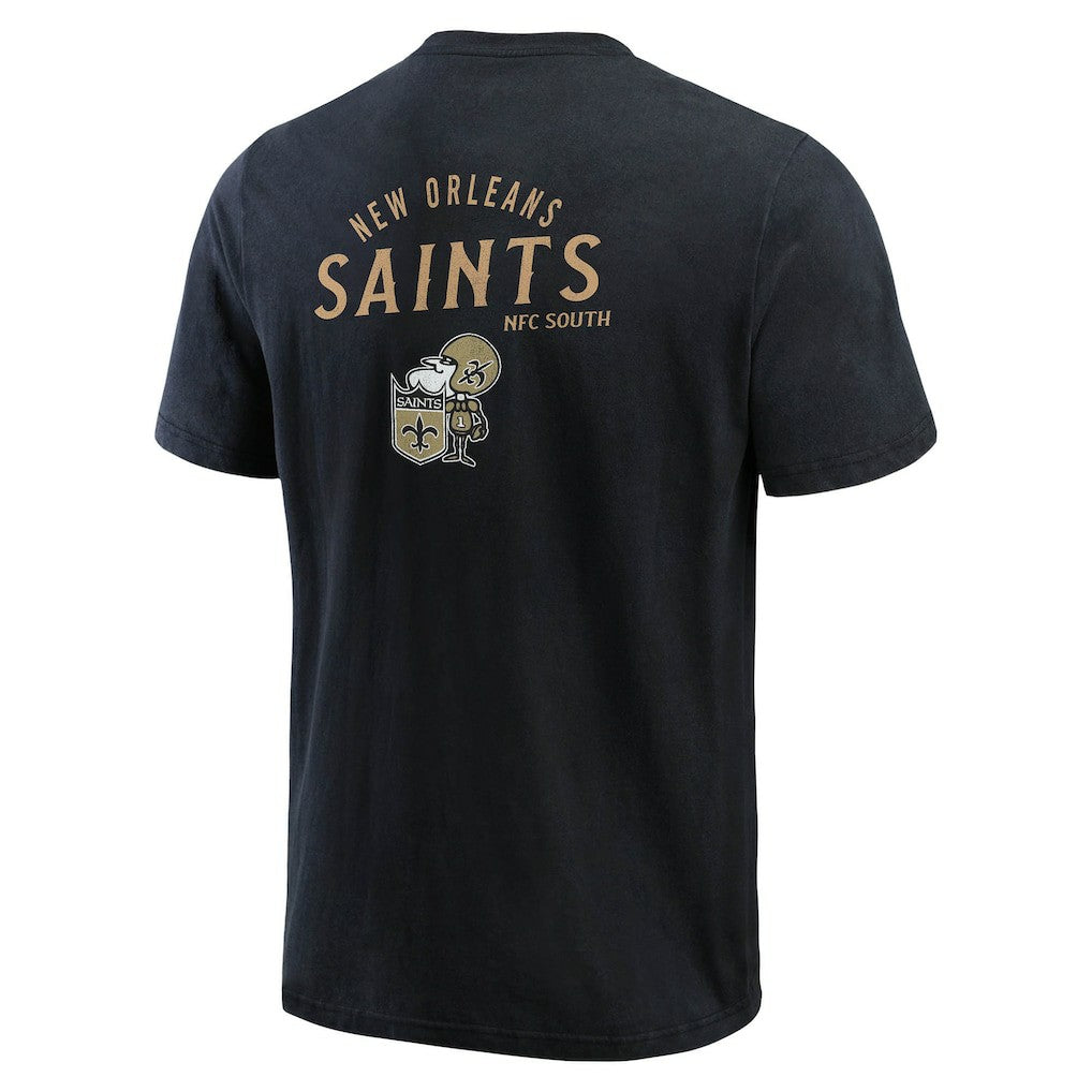 New Orleans Saints Darius Rucker Collection Washed Henley T-Shirt - Black T-shirts