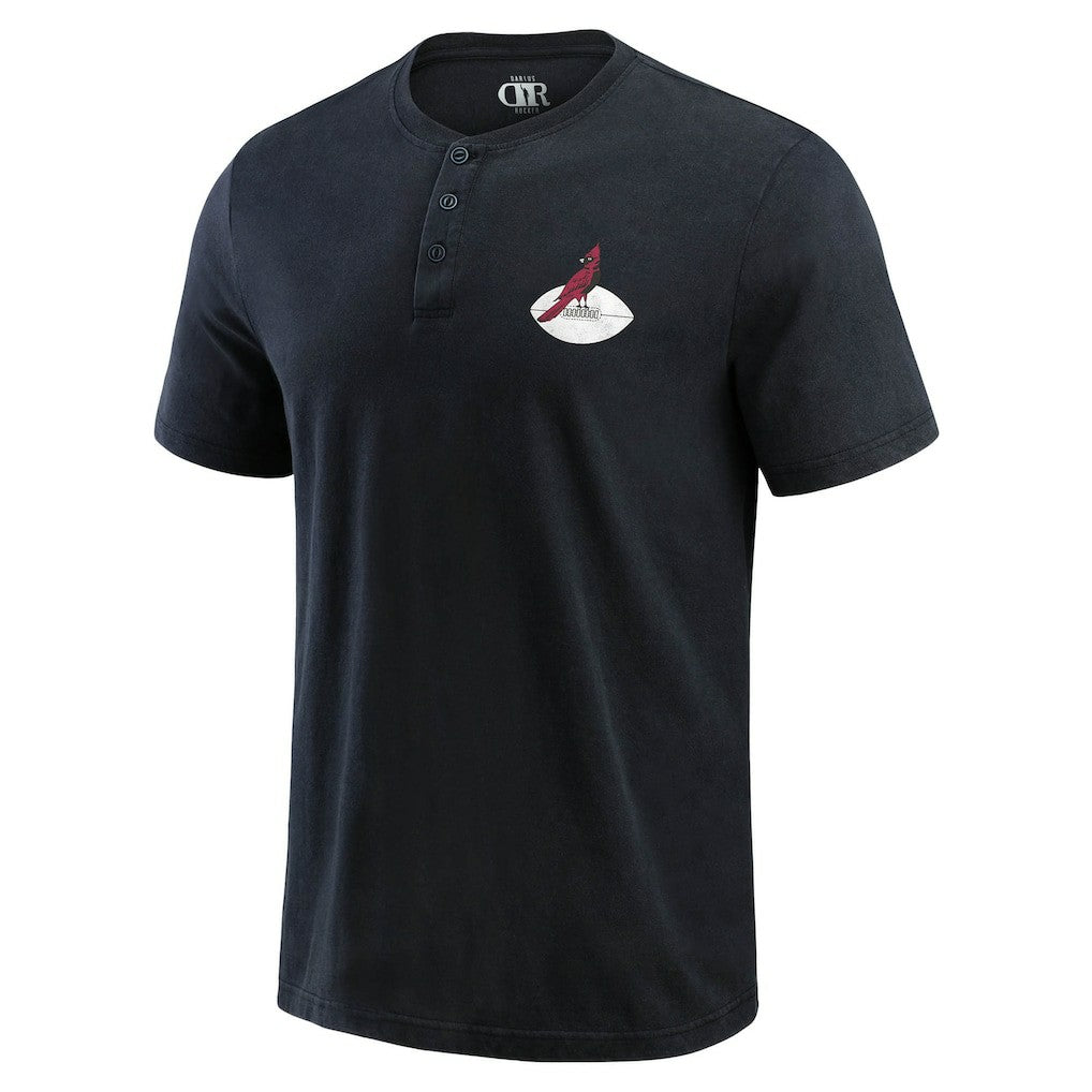 Arizona Cardinals Darius Rucker Collection Washed Henley T-Shirt - Black T-shirts
