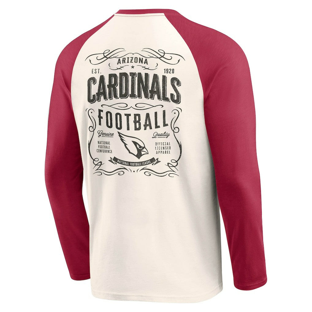 Arizona Cardinals Darius Rucker Collection Raglan Henley T-Shirt - Cream/Cardinal T-shirts