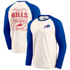 Buffalo Bills Darius Rucker Collection Raglan Henley T-Shirt - Cream/Royal T-shirts