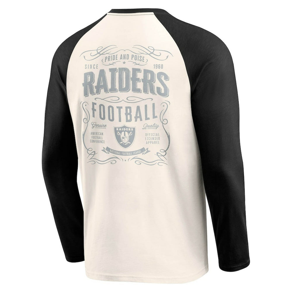 Las Vegas Raiders Darius Rucker Collection Raglan Henley T-Shirt - Cream/Black T-shirts