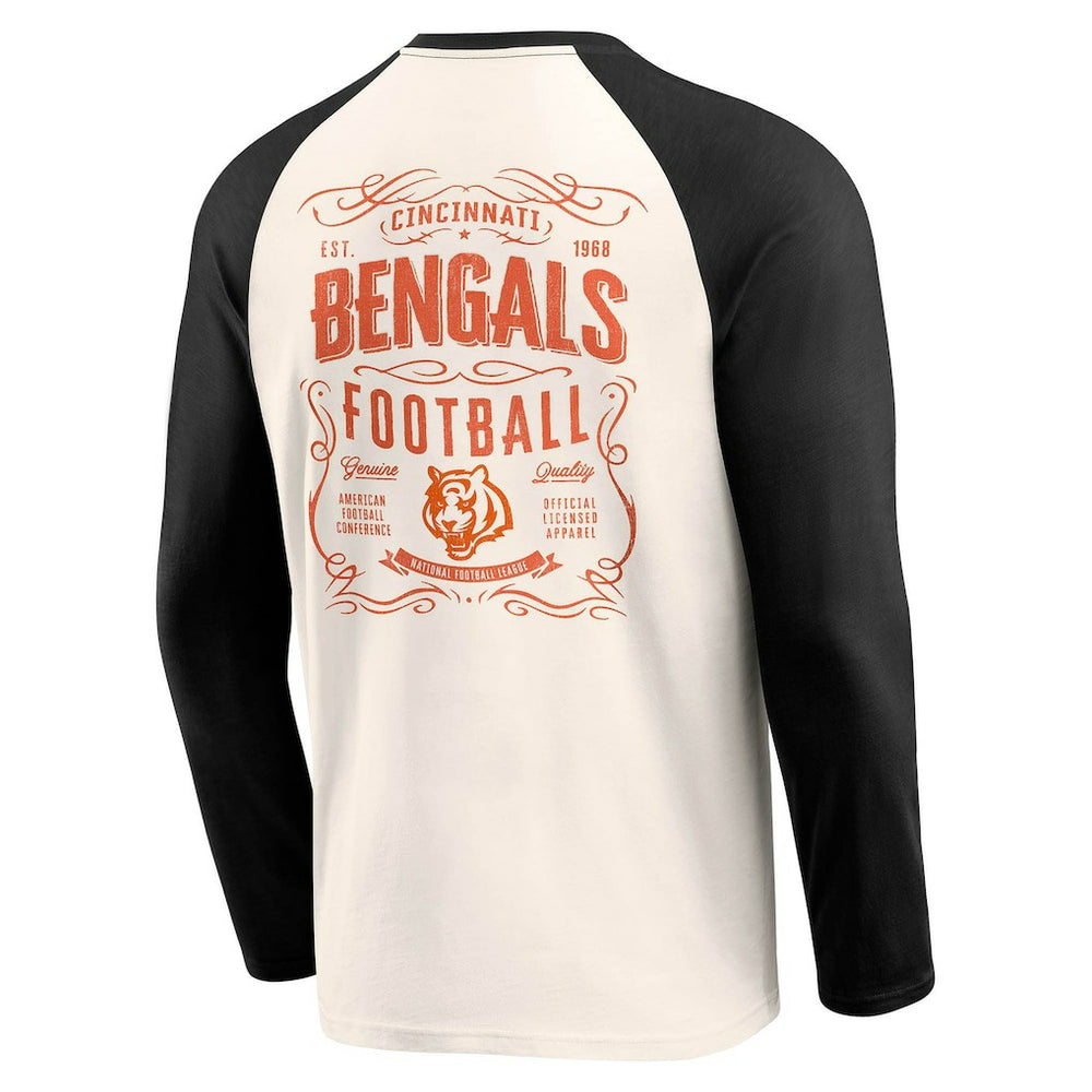Cincinnati Bengals Darius Rucker Collection Raglan Henley T-Shirt - Cream/Black T-shirts