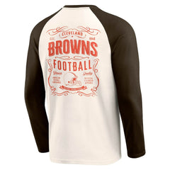 Cleveland Browns Darius Rucker Collection Raglan Henley T-Shirt - Cream/Brown T-shirts
