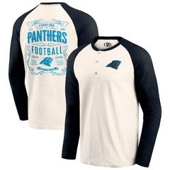 Carolina Panthers Darius Rucker Collection Raglan Henley T-Shirt - Cream/Black T-shirts