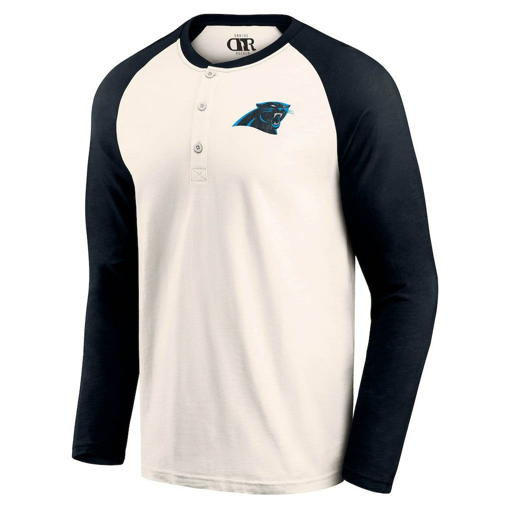 Carolina Panthers Darius Rucker Collection Raglan Henley T-Shirt - Cream/Black T-shirts