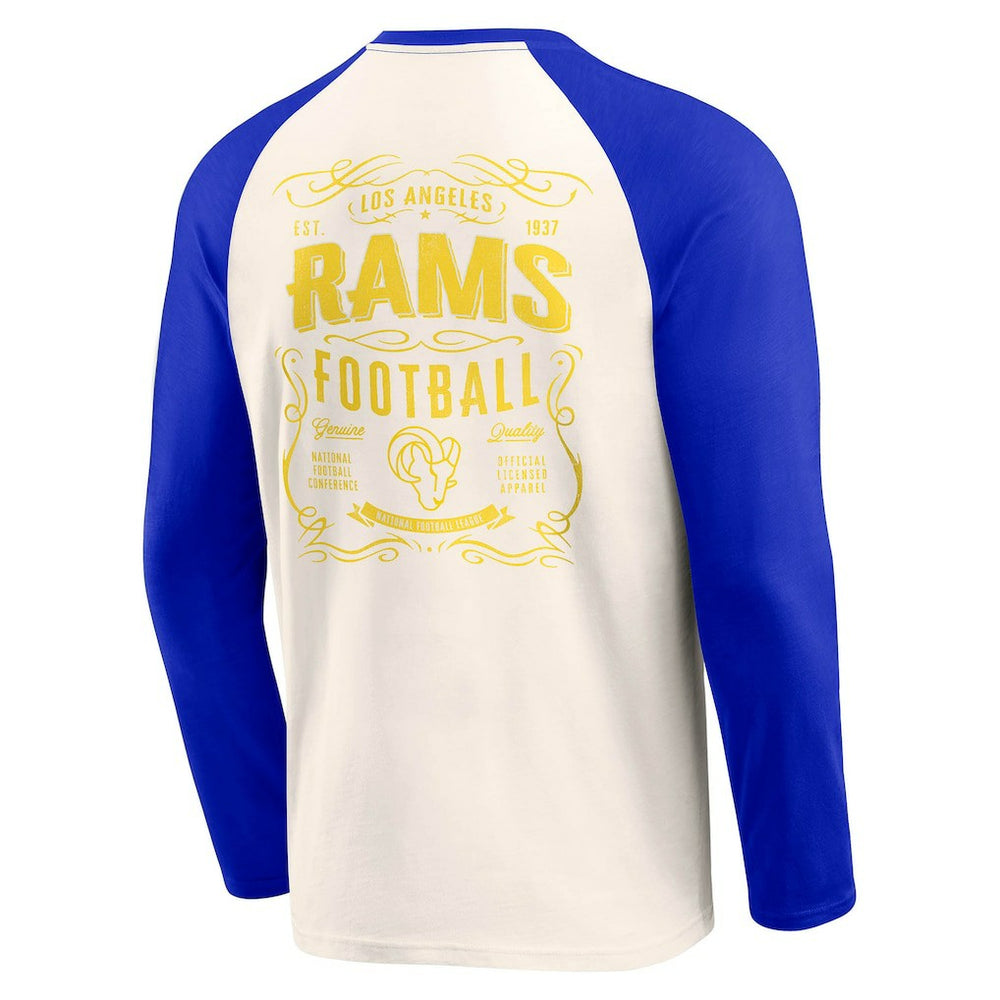 Los Angeles Rams Darius Rucker Collection Raglan Henley T-Shirt - Cream/Royal T-shirts