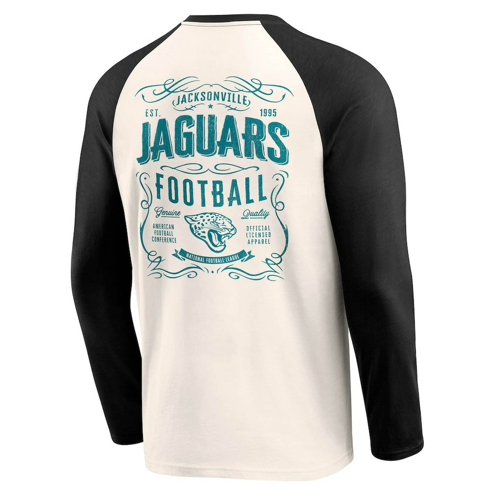 Jacksonville Jaguars Darius Rucker Collection Raglan Henley T-Shirt - Cream/Black T-shirts