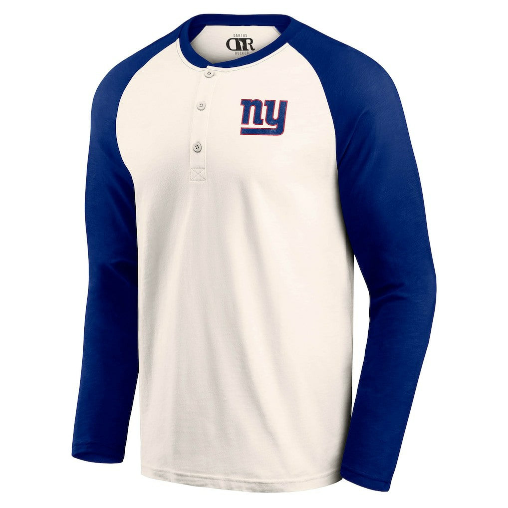 New York Giants Darius Rucker Collection Raglan Henley T-Shirt - Cream/Royal T-shirts